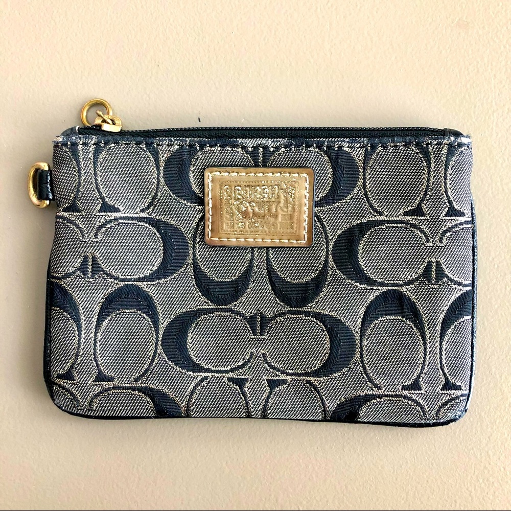 Coach Gold and Black Zip Wristlet